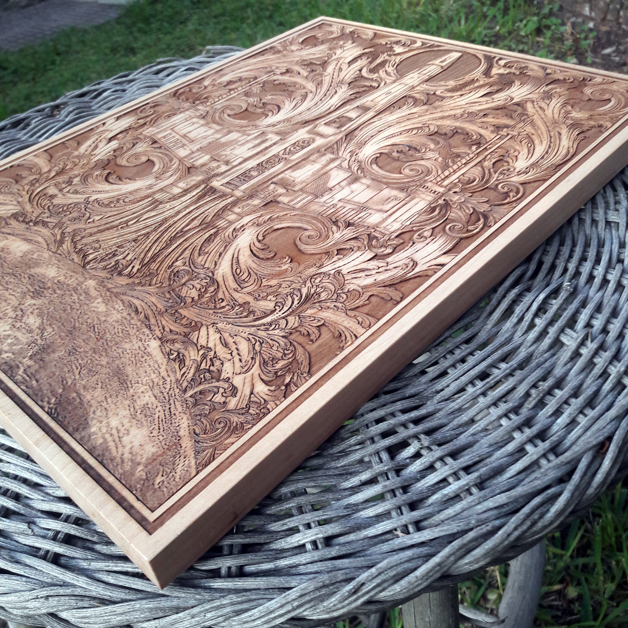 Star Wars wall art featuring X-Wing ship, engraved on premium wood.