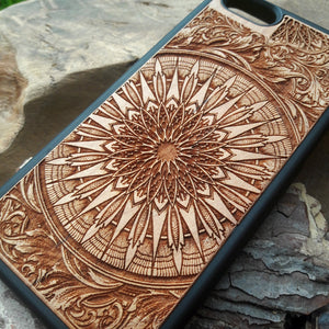 mandala wood phone cover