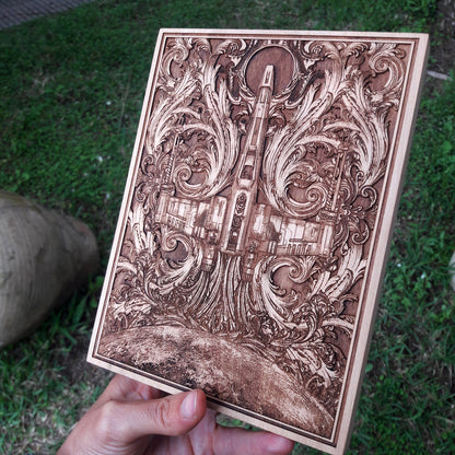 Engraved X-Wing ship wood sign, perfect for movie lovers