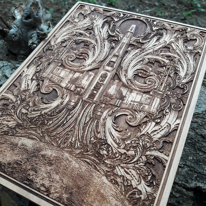 Handcrafted X-Wing spaceship wood engraving, anniversary gift