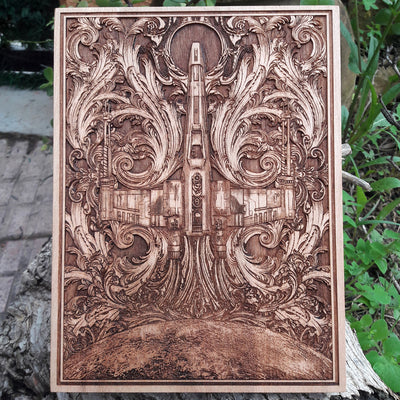 Handmade wooden artwork 'nan' – wood gift for 5 year anniversary, wedding present, gift for him or her, romantic handcrafted decor