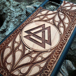 Load image into Gallery viewer, wood phone case Valknut Odin Norse God Viking Symbol
