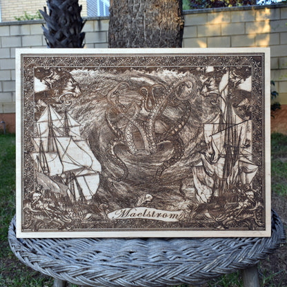 Maelstrom ocean swirl nautical wood wall art for coastal decor