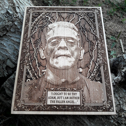 Halloween horror wood art – Frankenstein Monster Bela Lugosi style.