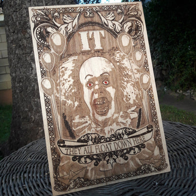 Terrifying Pennywise IT Movie-inspired wall decor, ideal gift for horror lovers.