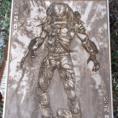 Handmade alien hunter wall art from Predator movie