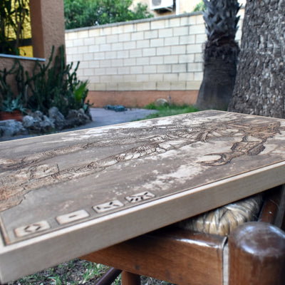 Predator-inspired sci-fi wood art for home decor