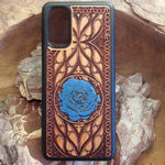 Load image into Gallery viewer, blue rose wood phone case
