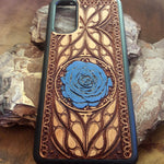 Load image into Gallery viewer, blue rose wood iphone cover
