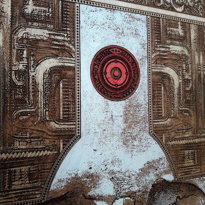 Maple wood wall art featuring skull and Christian cross engraving.