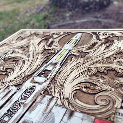 Star Wars X-Wing wood art gift idea for men and collectors