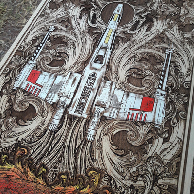 Intergalactic Ship IV Star Wars - Extra Large Star Wars engraved wood phone case