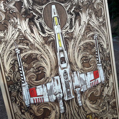 Intergalactic Ship IV Star Wars - Extra Large Star Wars engraved wood phone case