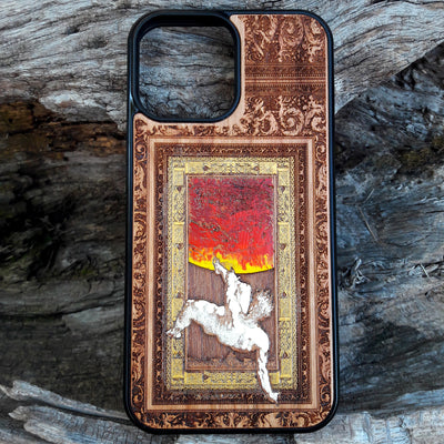 Laser-engraved Celtic Tree of Life design on a wooden phone case, compatible with iPhone and samsung galaxy