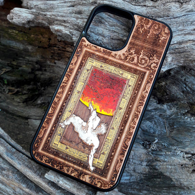 Laser-engraved Celtic Tree of Life design on a wooden phone case, compatible with iPhone and samsung galaxy