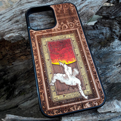 Laser-engraved Celtic Tree of Life design on a wooden phone case, compatible with iPhone and samsung galaxy
