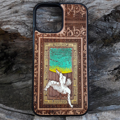 Laser-engraved Celtic Tree of Life design on a wooden phone case, compatible with iPhone and samsung galaxy