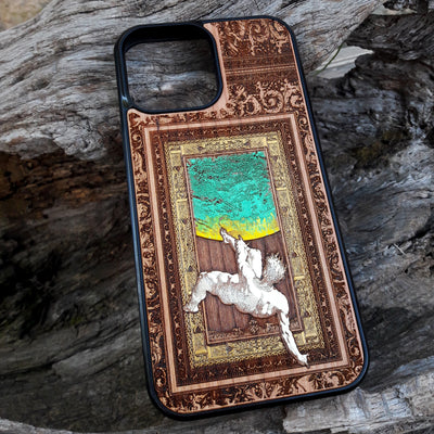 Laser-engraved Celtic Tree of Life design on a wooden phone case, compatible with iPhone and samsung galaxy