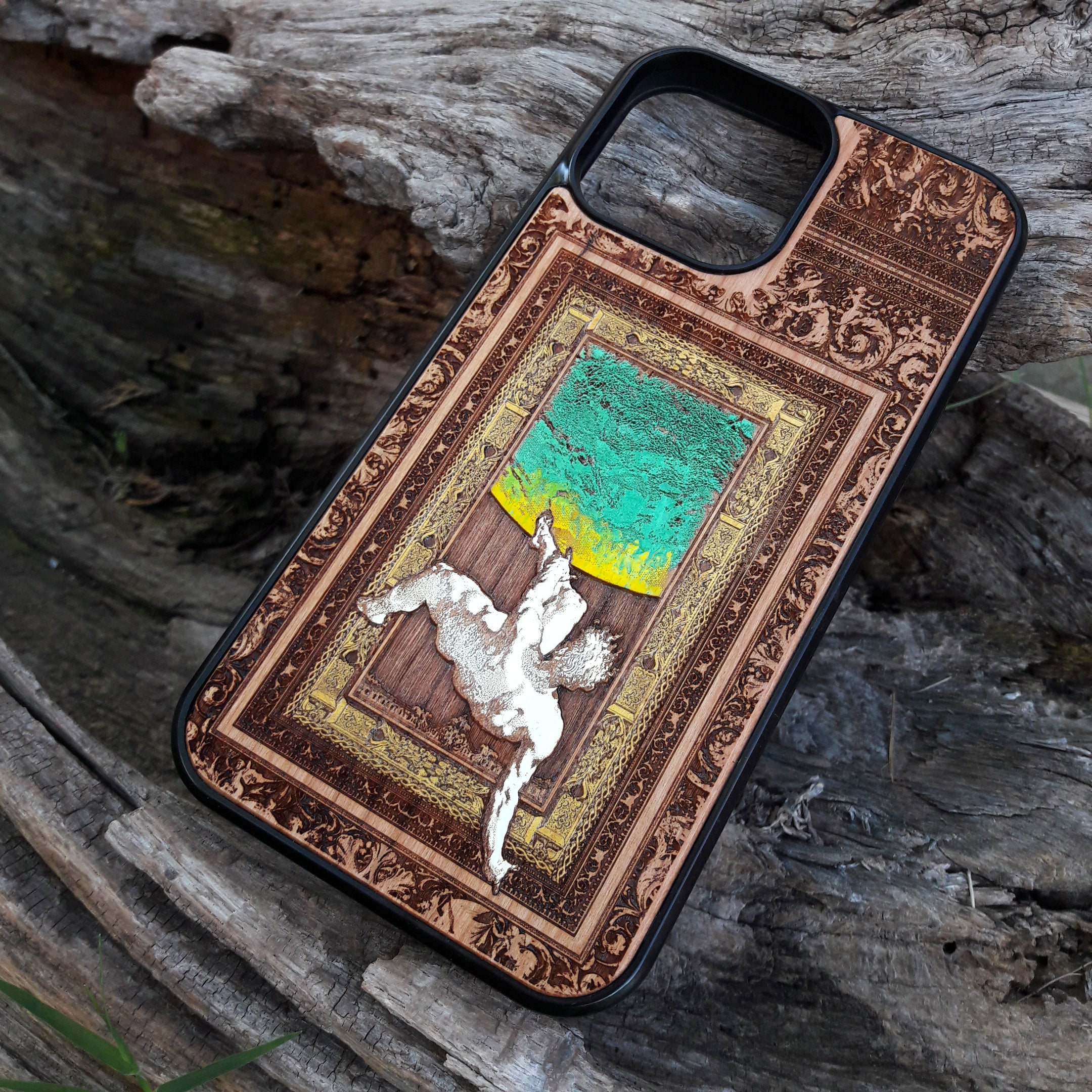 iPhone & Samsung Galaxy Wood Phone Case -Artwork "Phaeton Fall" Hand Painted