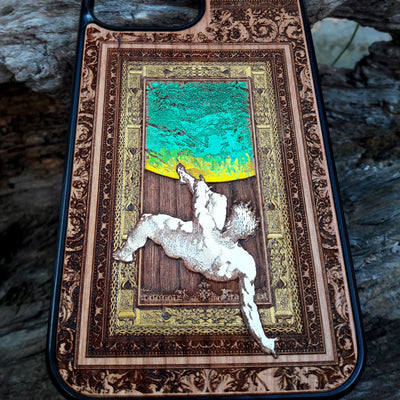 Laser-engraved Celtic Tree of Life design on a wooden phone case, compatible with iPhone and samsung galaxy