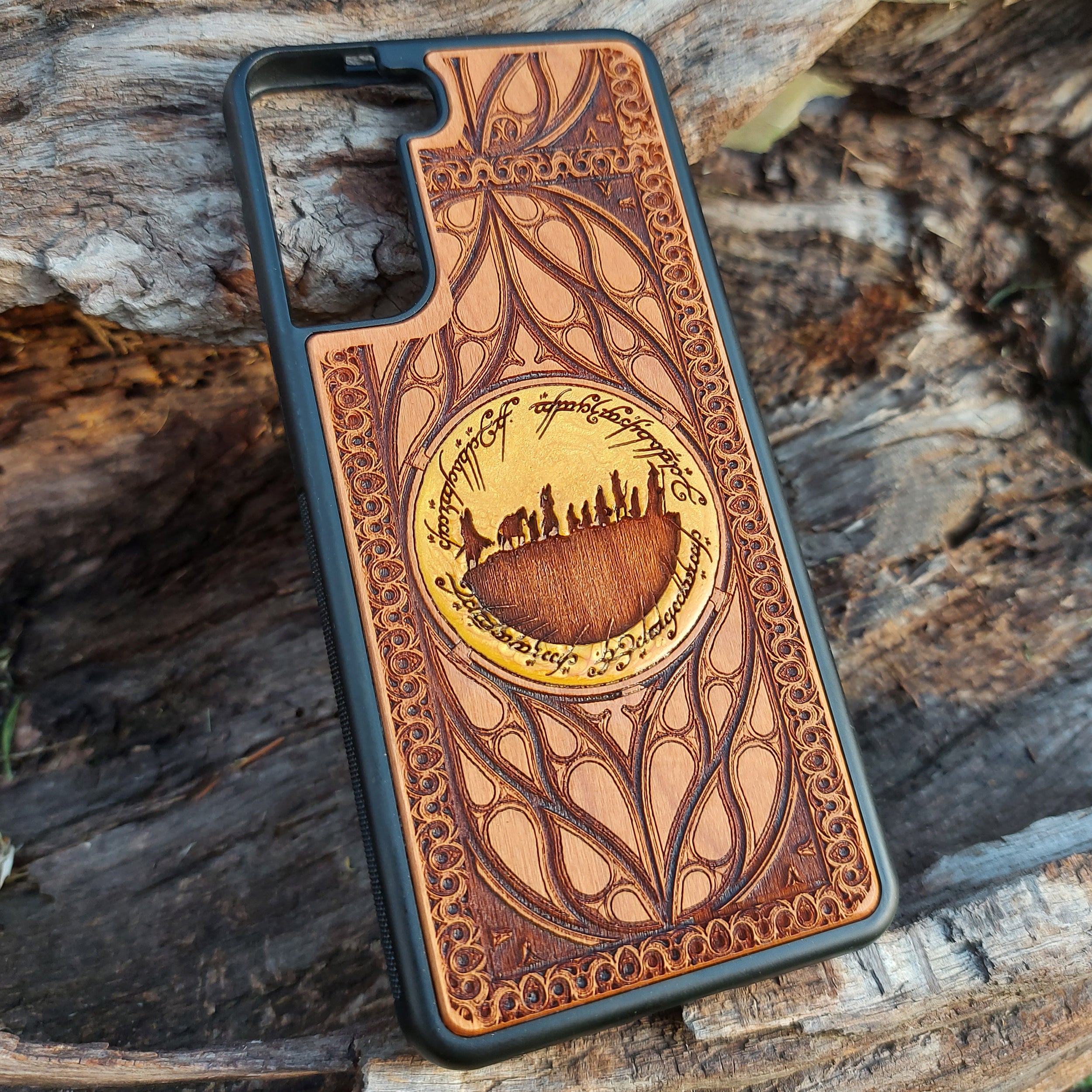 Wood Phone Case - Custom Symbol Design V Hand Painted