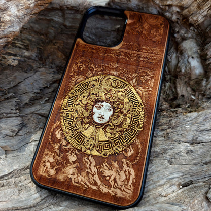 iPhone & Samsung Galaxy Wood Phone Case -Artwork "Medusa" Hand Painted