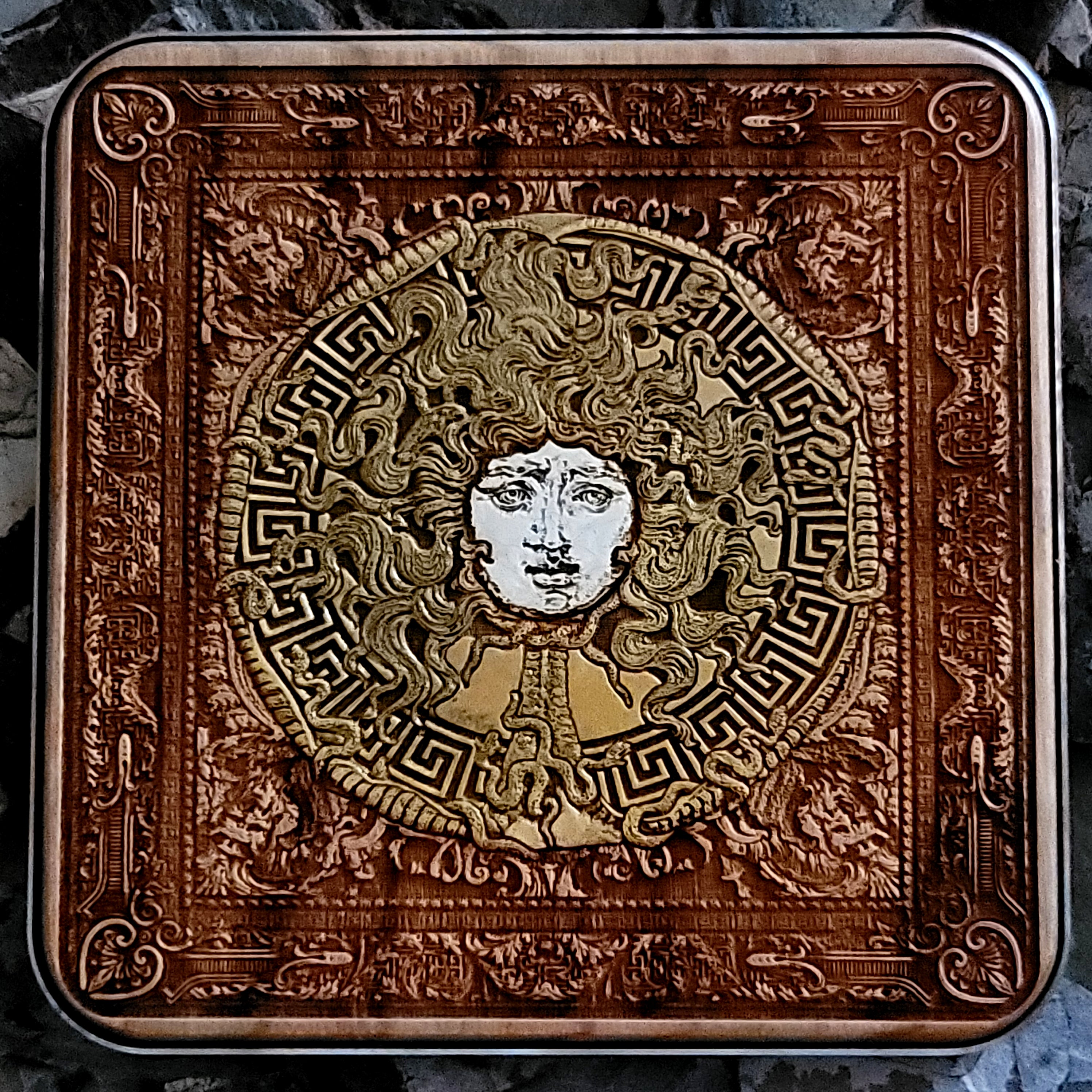 Medusa Wood Wireless Charger Hand Painted