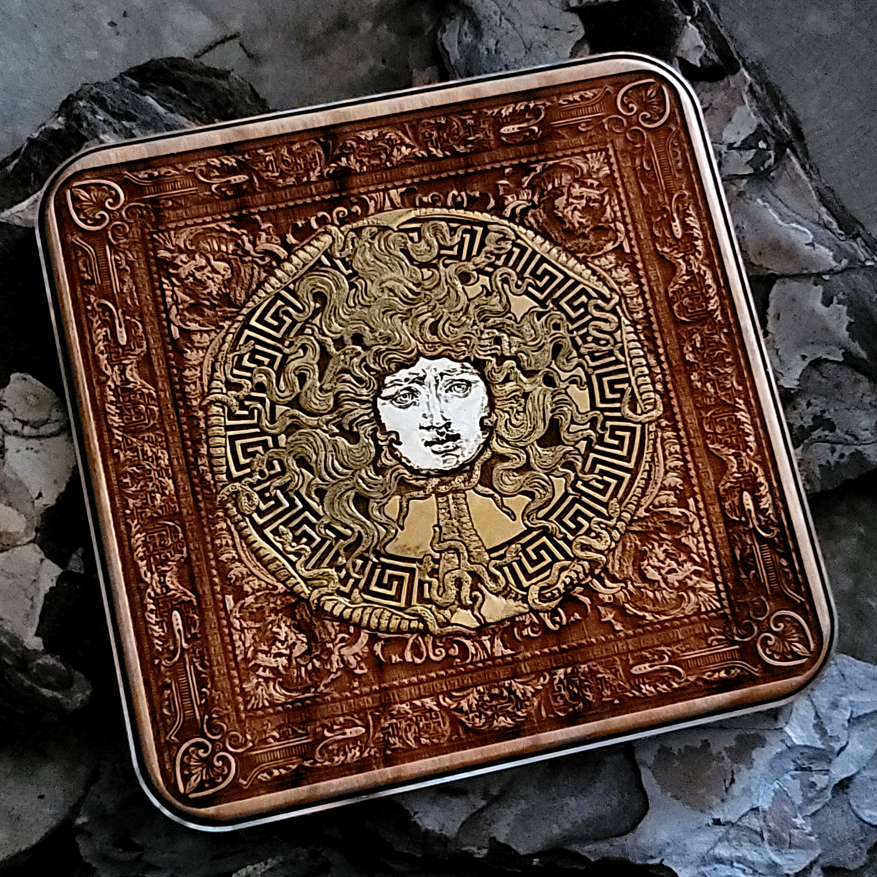 Medusa Wood Wireless Charger Hand Painted