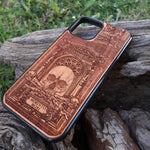 Load image into Gallery viewer, iPhone &amp; Samsung Galaxy Wood Phone Case - Skeleton Artwork &quot;Memento Mori&quot;
