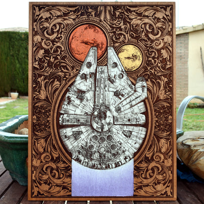Intergalactic Ship II Star Wars - Large Cedar Wood - Hand Painted