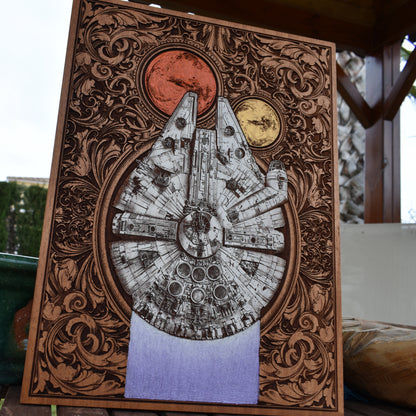 Intergalactic Ship II Star Wars - Large Cedar Wood - Hand Painted