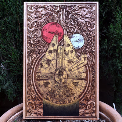 Intergalactic Ship IX Star Wars  - Large Cedar Wood - Hand Painted Star Wars engraved wood phone case