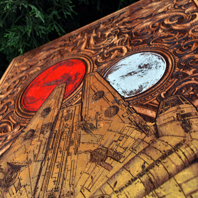 Intergalactic Ship IX Star Wars  - Large Cedar Wood - Hand Painted Star Wars engraved wood phone case