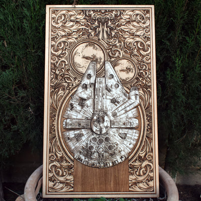 Intergalactic Ship V Star Wars - Extra Large Star Wars engraved wood phone case