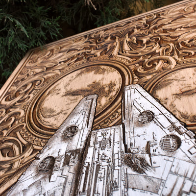 Intergalactic Ship V Star Wars - Extra Large Star Wars engraved wood phone case