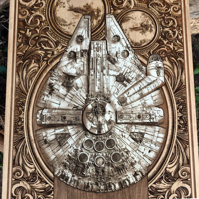 Intergalactic Ship V Star Wars - Extra Large Star Wars engraved wood phone case