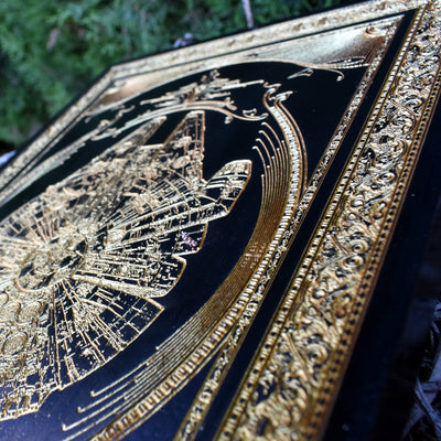 Intergalactic Ship XVI Star Wars - Medium Black Paint - Gold Pigment Star Wars engraved wood phone case