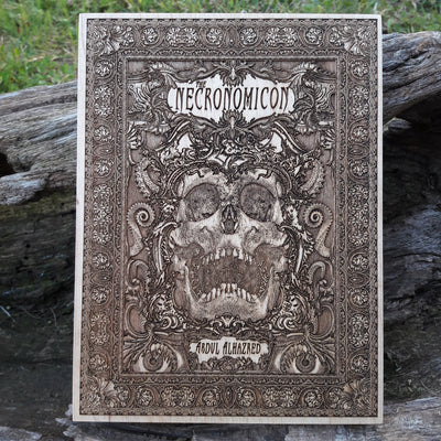 Handmade wooden artwork 'Necronomicon Mini' – wood gift for 5 year anniversary, wedding present, gift for him or her, romantic handcrafted decor