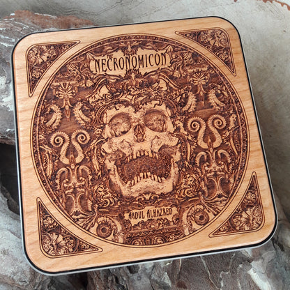 Dark art wireless charger featuring Necronomicon symbols.