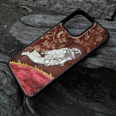 Unique space-themed wood phone case for iPhone & Galaxy models