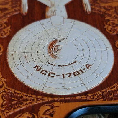 Intergalactic Ship VI Enterprise - Wood Phone Case - Hand Painted Alien xenomorph HR Giger biomechanical engraved phone