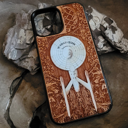 iPhone & Samsung Galaxy Wood Phone Case - Ship VI Hand Painted