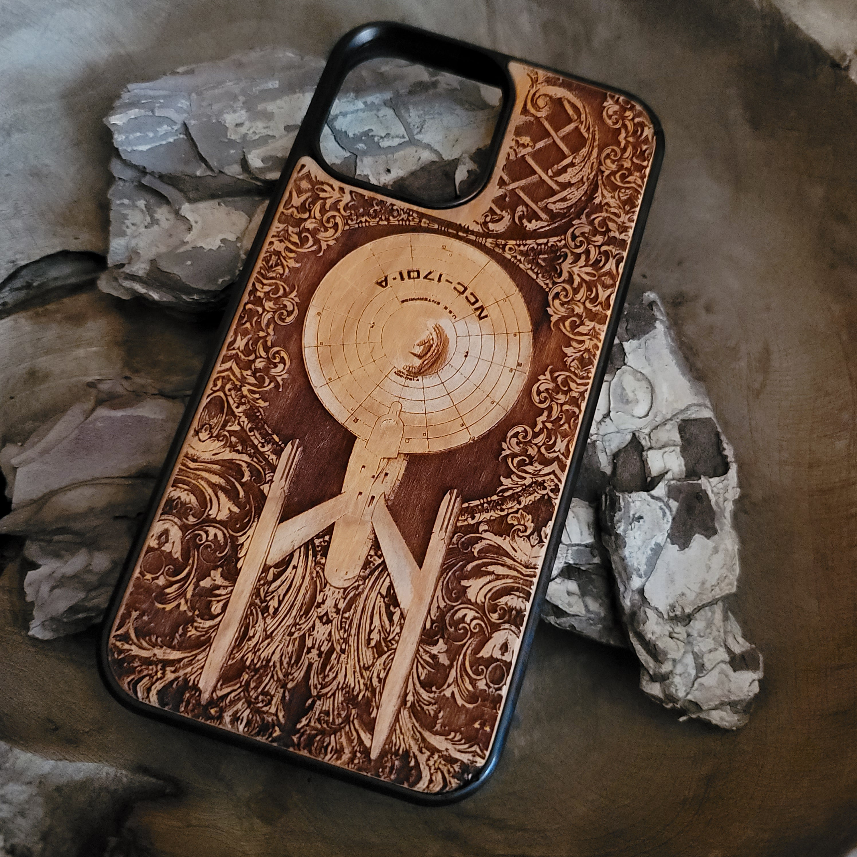 iPhone & Samsung Galaxy Wood Phone Case - Ship VIII