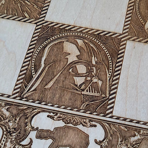 Star Wars Chess & Checkers Set Tournament Size Wood Board Game - 2.12" – 54 mm Square
