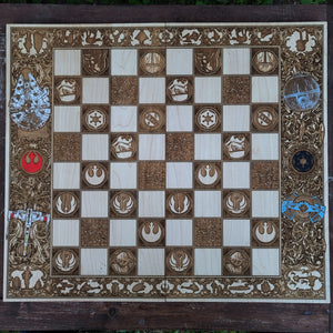 Star Wars Chess & Checkers Set Tournament Size Wood Board Game - 2.12" – 54 mm Square
