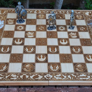 Star Wars Chess & Checkers Set Tournament Size Wood Board Game - 2.12" – 54 mm Square