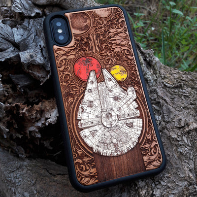 Intergalactic Ship I Star Wars - Wood Phone Case - Hand Painted Star Wars engraved wood phone case