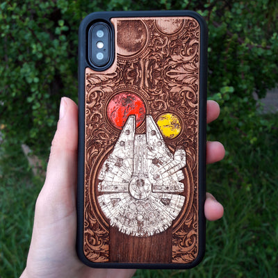 Intergalactic Ship I Star Wars - Wood Phone Case - Hand Painted Star Wars engraved wood phone case