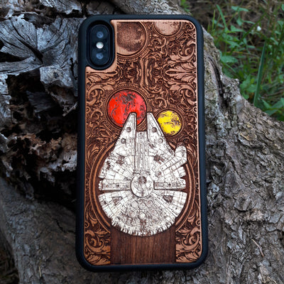Intergalactic Ship I Star Wars - Wood Phone Case - Hand Painted Star Wars engraved wood phone case