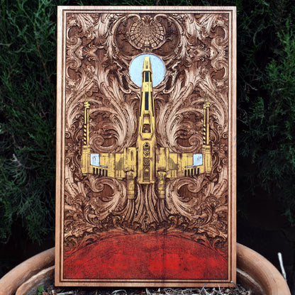 Intergalactic Ship X Star Wars - Large Cedar Wood - Hand Painted